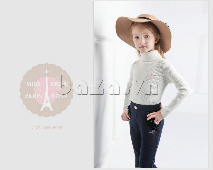 Áo len một màu cho bé gái Miss De Mode QD508007
