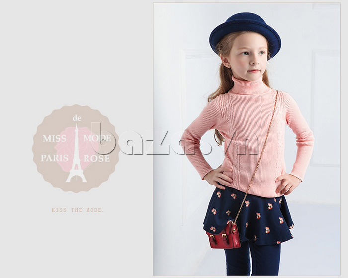 Áo len cổ lọ thời trang cho bé gái Miss De Mode QD508007
