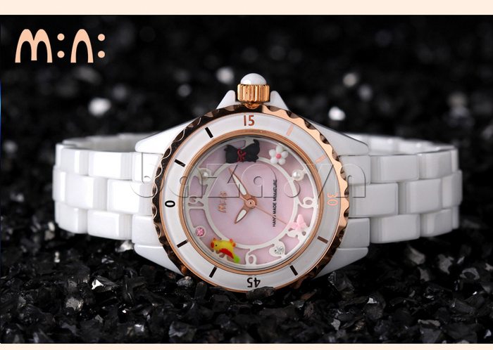 Đồng hồ nữ Mini MN1095 dây gốm logo thương hiệu tinh xảo 