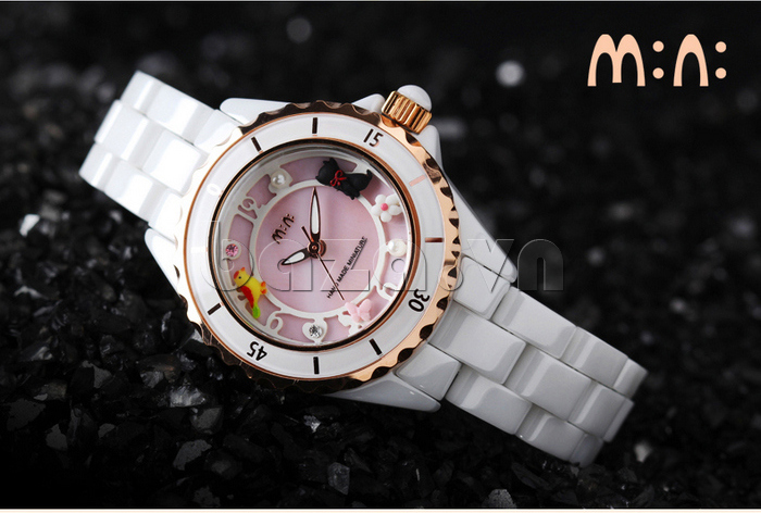 Đồng hồ nữ Mini MN1095 dây gốmn họa tiết nổi bật 