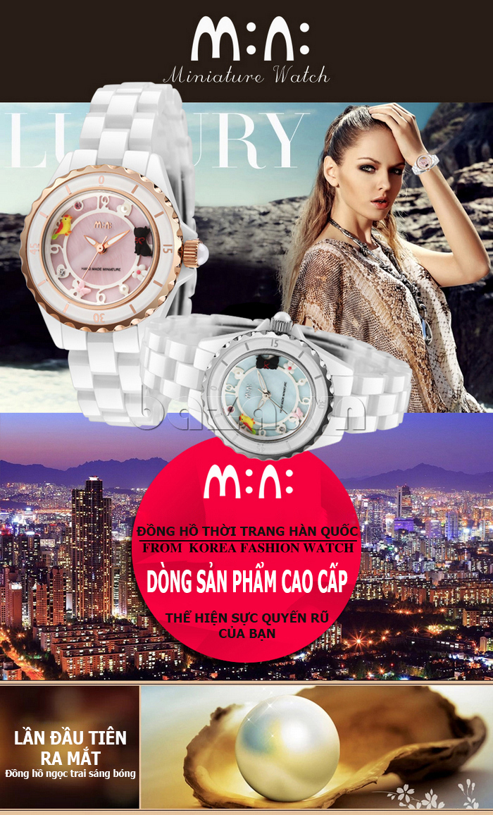 Đồng hồ nữ Mini MN1095 dây gốm dòng sản phẩm cao cấp 