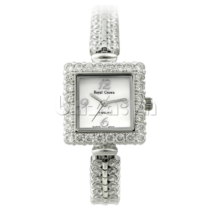 Đồng hồ lắc tay thời trang Royal Crown 3808 màu bạch kim sang trọng