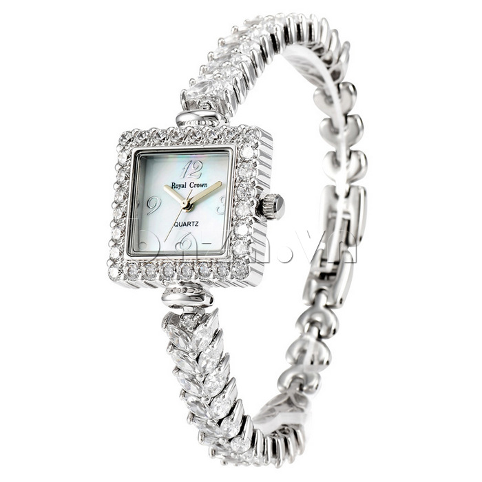 Đồng hồ lắc tay nữ thời trang Royal Crown 3808 màu bạch kim