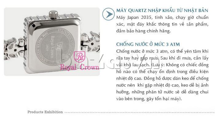 Đồng hồ nữ thời trang sử dụng bộ máy Quartz nhập khẩu từ Nhật Bản chạy giờ chuẩn xác