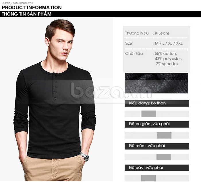 T-Shirt nam dài tay K-Jeans ST-807- thông tin sản phẩm 