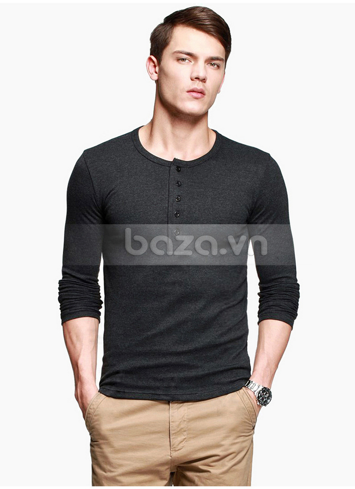 Baza.vn: T-Shirt nam dài tay K-Jeans ST-807 cổ tròn 