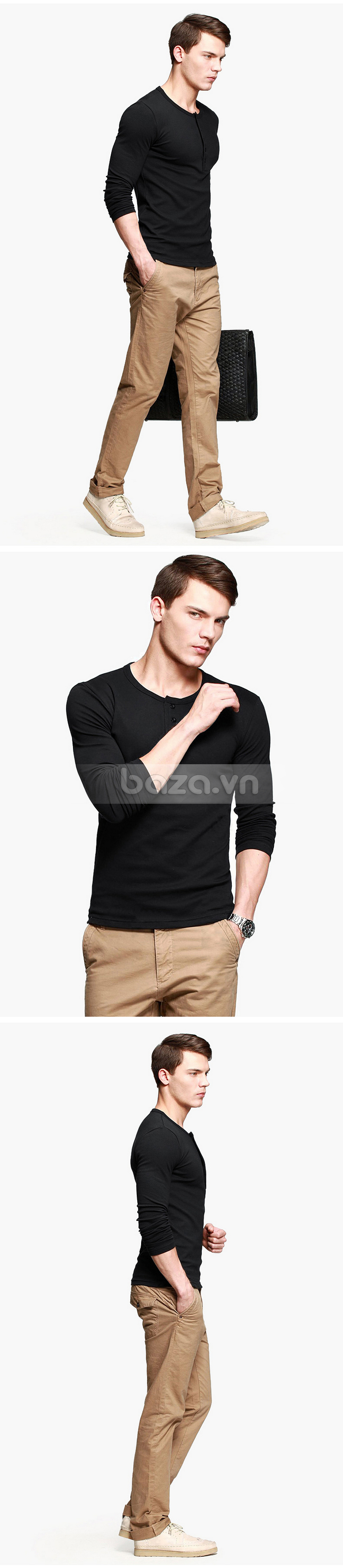 Baza.vn: T-Shirt nam dài tay K-Jeans ST-807 vẻ đẹp nam tính 