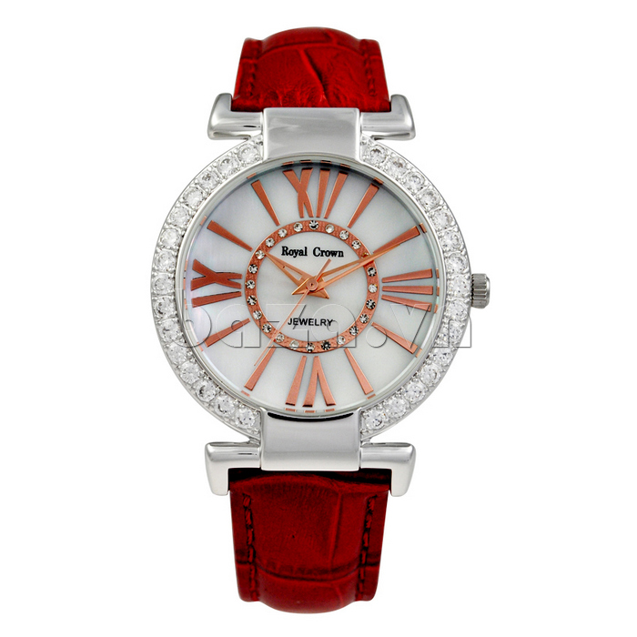 Đồng hồ nữ thời trang Royal Crown dây đeo đỏ nổi bật
