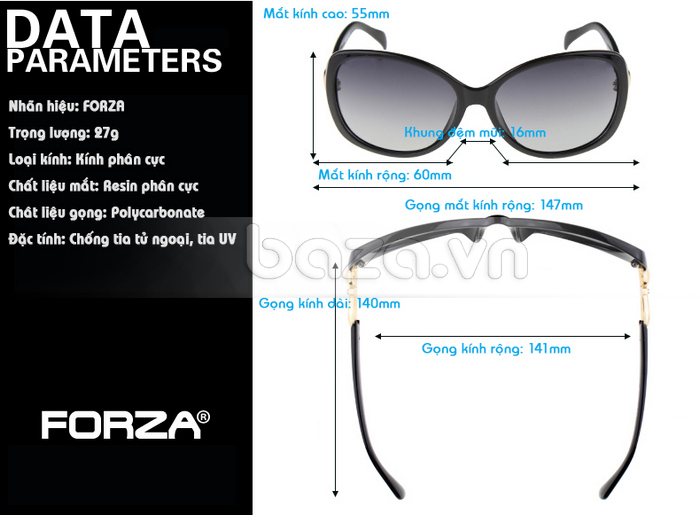 Kính mắt thời trang nữ FORZA 650 - kính mắt cao cấp