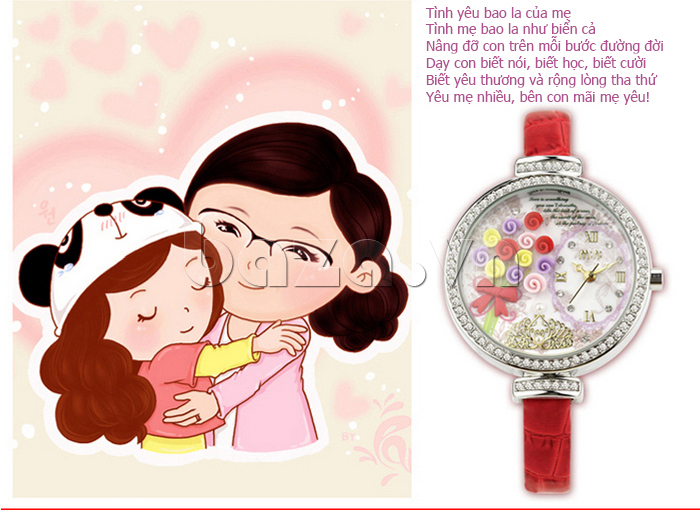 thay ngàn lời muốn tỏ cùng Đồng hồ nữ Mini MN977 Hoa hồng tình yêu 