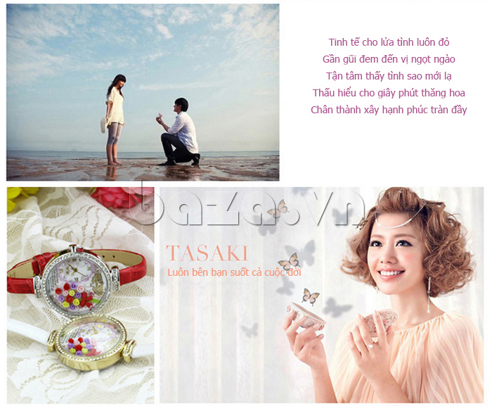 Đồng hồ nữ Mini MN977 Hoa hồng tình yêu luôn bên cạnh người bạn yêu thương 