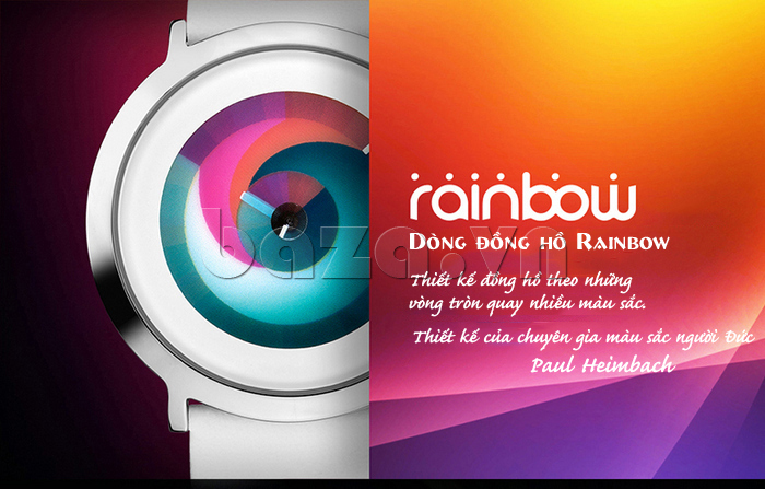 Dòng đồng hồ nữ Rainbow thiết kế những vòng xoay nhiều màu sắc\