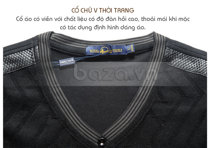 Baza.vn: Áo nam thu đông Royal Family X126E15 cổ áo viền chất liệu đàn hồi cao, thoải mái