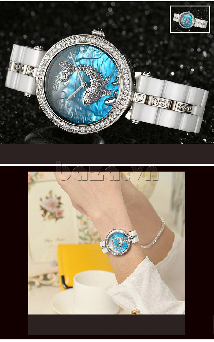 Đồng hồ nữ Olevs Mặt cá voi bạch kim cao cấp