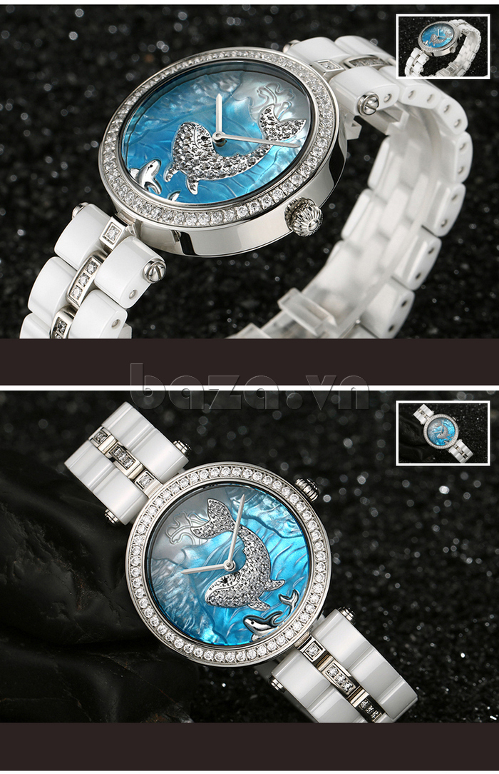 Đồng hồ nữ Olevs Mặt cá voi vỏ bạch kim cao cấp
