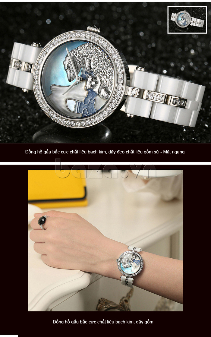Chiếc đồng hồ bạch kim mang sắc trắng và ánh bạc sang trọng mà vẫn trẻ trung