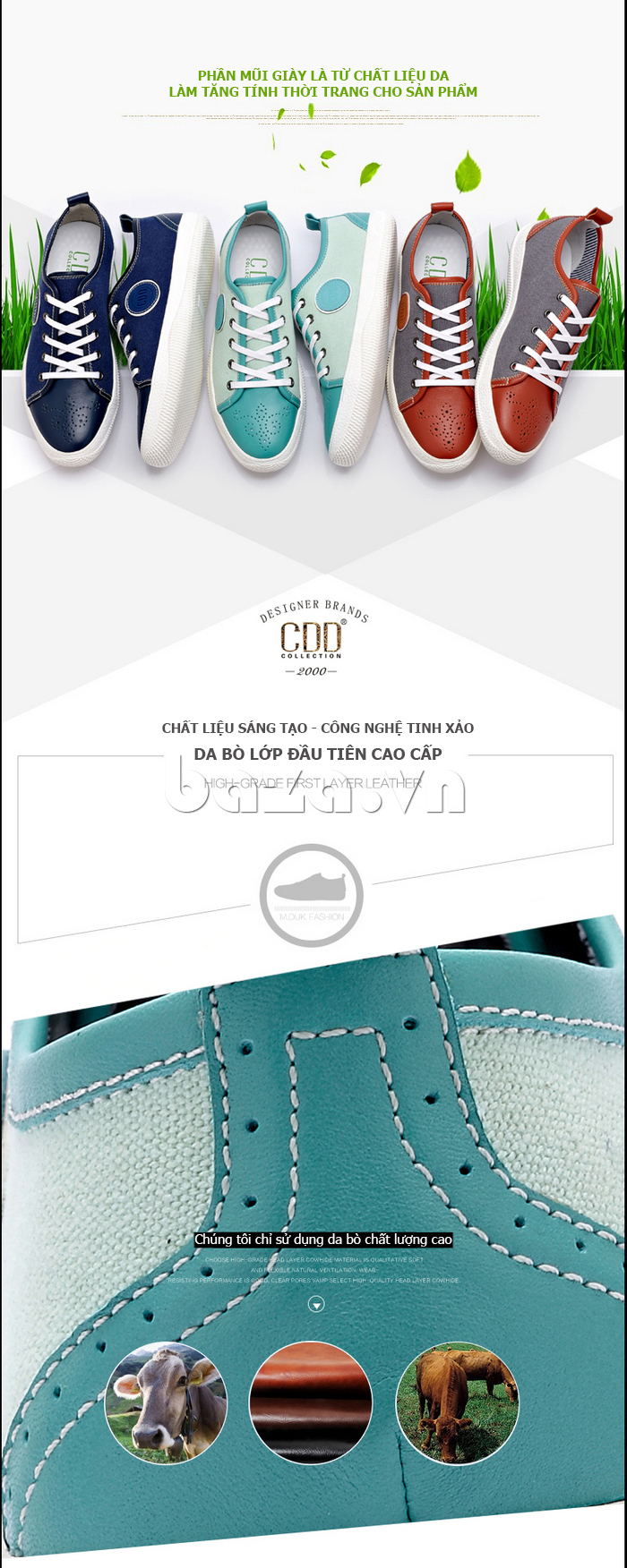 giày vải nam CDD 1256 sử dụng vải kết hợp với da bò chất lượng cao