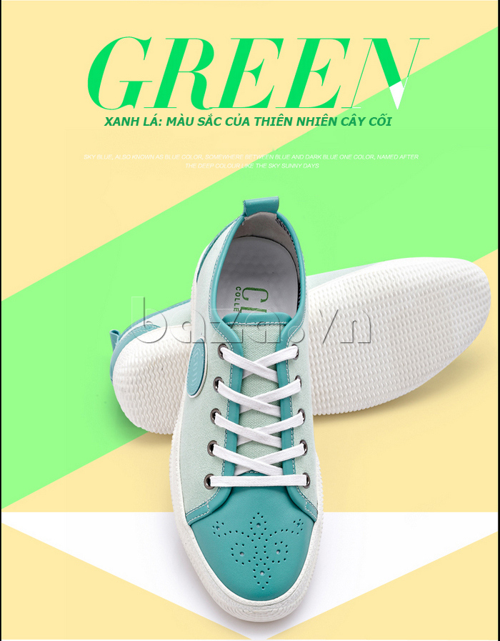 giày vải nam CDD 1256 màu xanh lá tươi trẻ