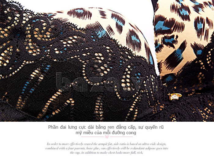Bộ đồ lót nữ họa tiết da báo Vineco V153030 - đai lưng thêu ren