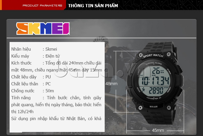 Thông tin sản phẩm Đồng hồ thể thao đa năng nam Skmei 1112