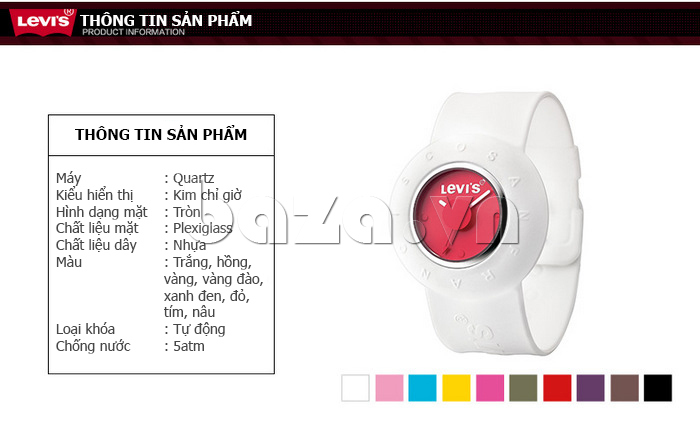 Đồng hồ nhi đồng Levis LTG06 dây đeo kiểu fun pop: thông tin sản phẩm 