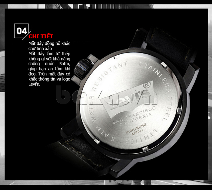 Đồng hồ quartz dây da dành cho nam Levis LTH11 chất lượng