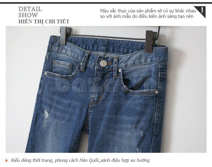 Skinny jean rách gối phong cách Hàn Quốc Goditkiss 1204 thời trang
