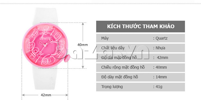 Đồng hồ nữ Levis LTG0210 mặt thạch anh nổi bật màu hồng dịu ngọt 
