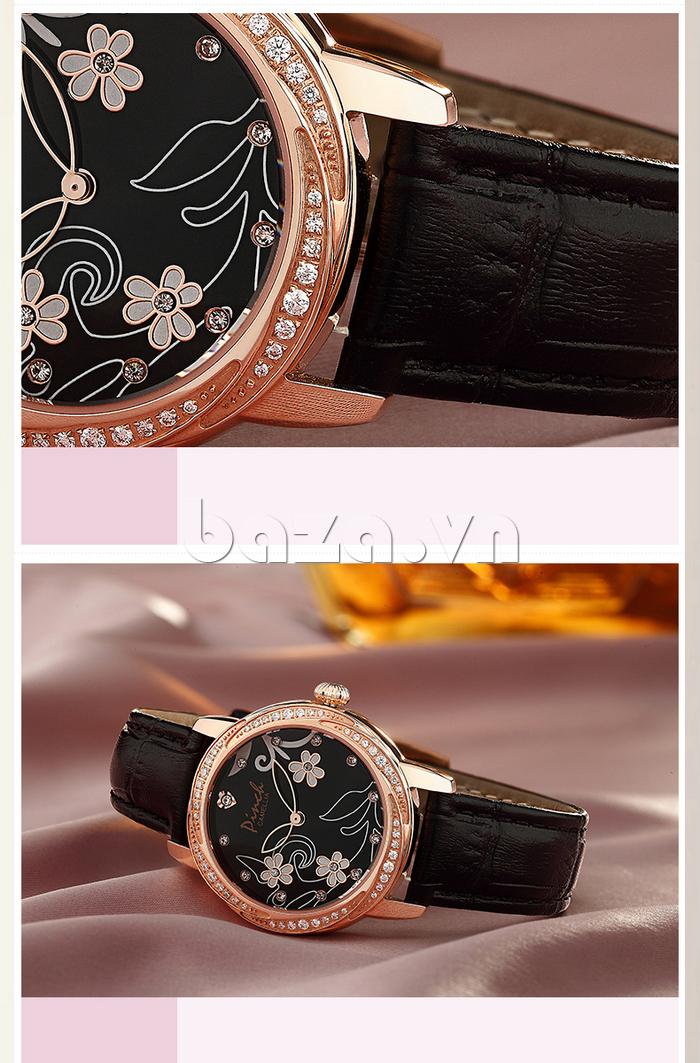 Đồng hồ nữ Pinch L9507-P08L họa tiết hoa đính pha lê sang trọng 