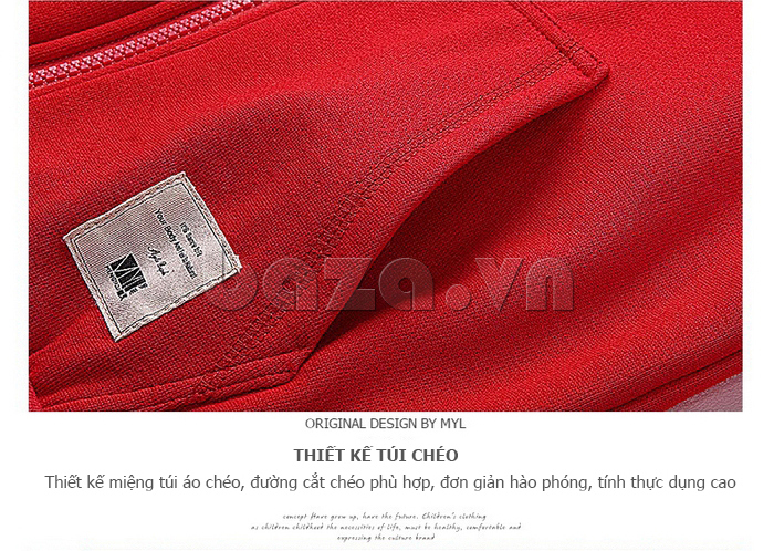 Áo khoác nỉ bé gái MYL M15Q-9029 may logo trên túi áo