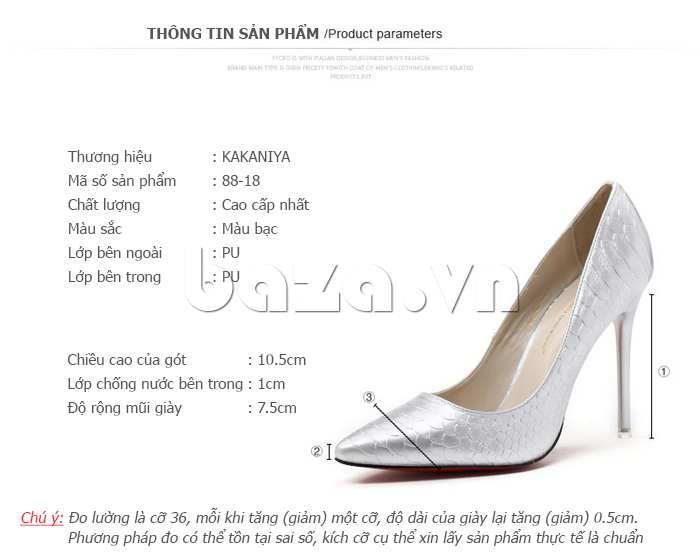 Thông tin sản phẩm Giày nữ gót nhọn KAKANIYA 88-18
