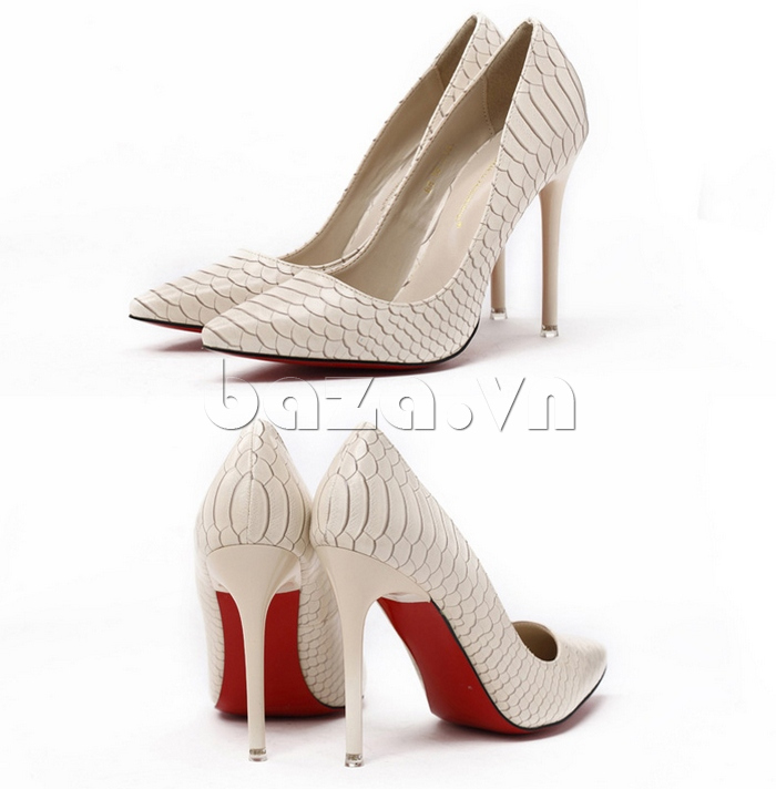 Giày nữ gót nhọn màu trắng sữa KAKANIYA 88-18