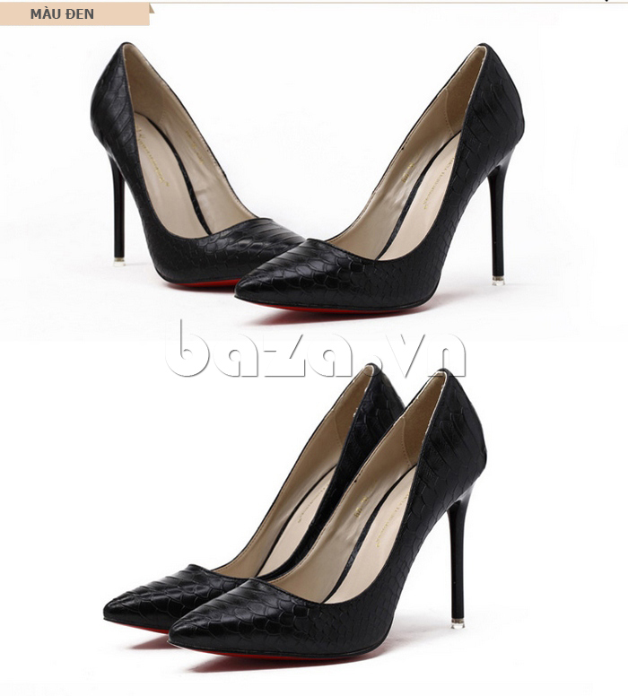 Giày nữ gót nhọn màu đen KAKANIYA 88-18