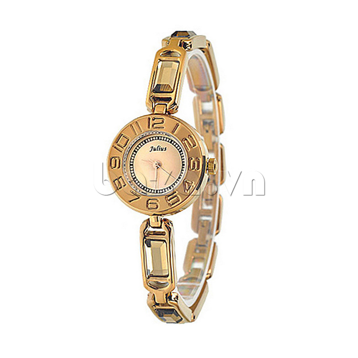 Đồng hồ lắc tay nữ Julius JA-705 viền vàng đá vàng