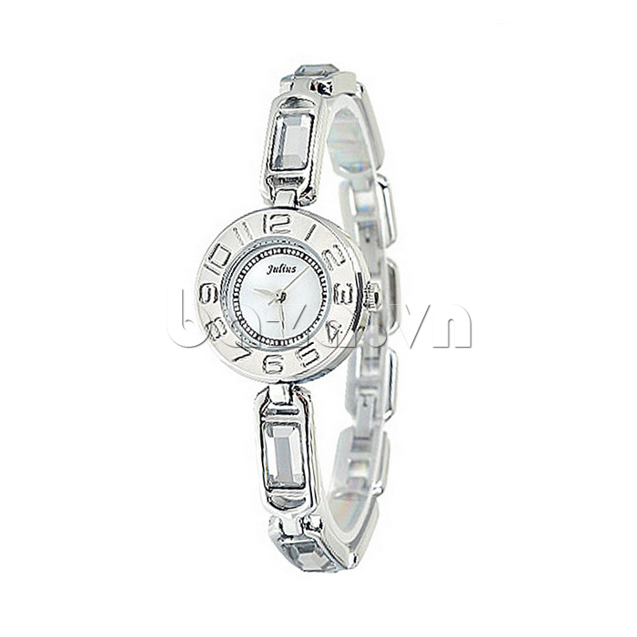 Đồng hồ lắc tay nữ Julius JA-705 viền bạc đá trắng