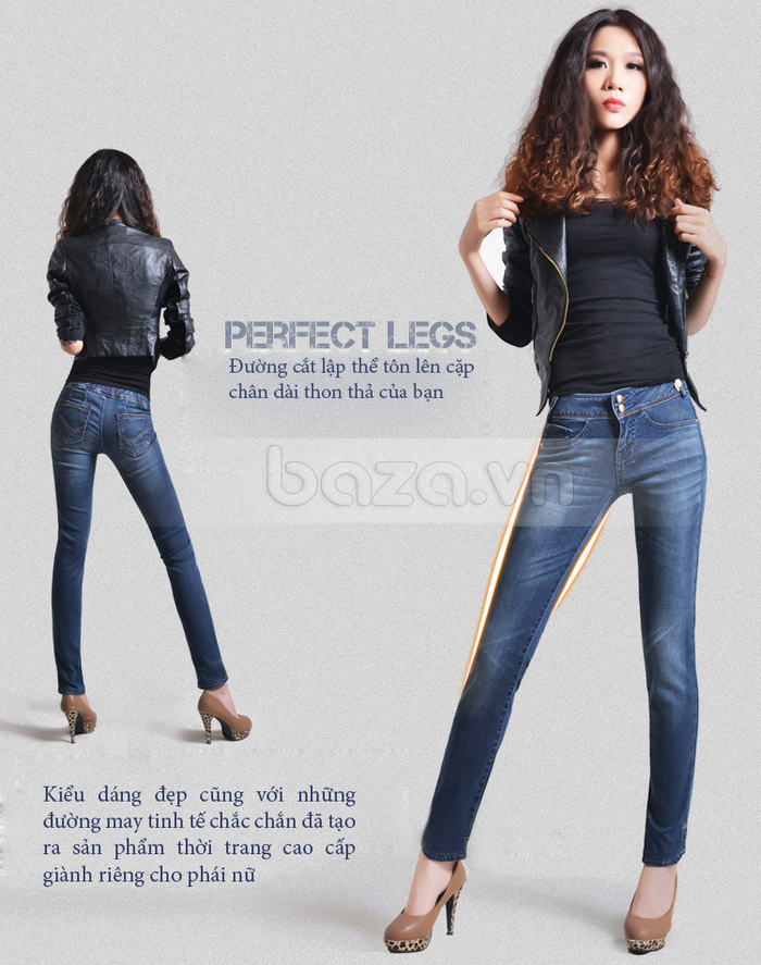 Quần Jeans nữ Bulkish phong cách Hàn Quốc xẻ gấu sành điệu quyến rũ