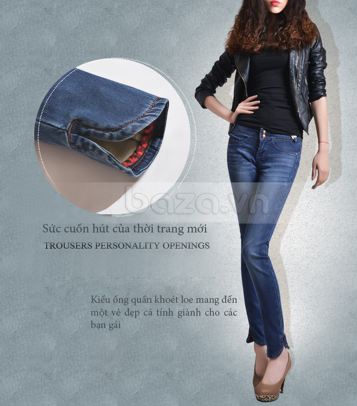 Quần Jeans nữ Bulkish phong cách Hàn Quốc xẻ gấu sành điệu đẹp