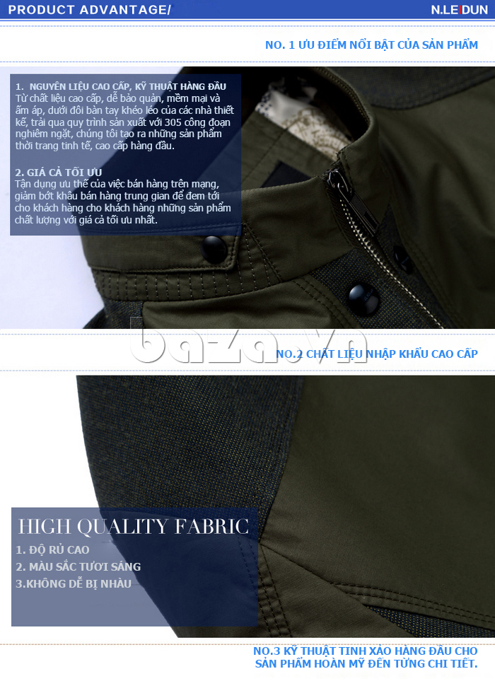 áo khoác thu đông nam NLEIDUN J8602  sử dụng chắt liệu cao cấp, mềm mại, dễ bảo quản
