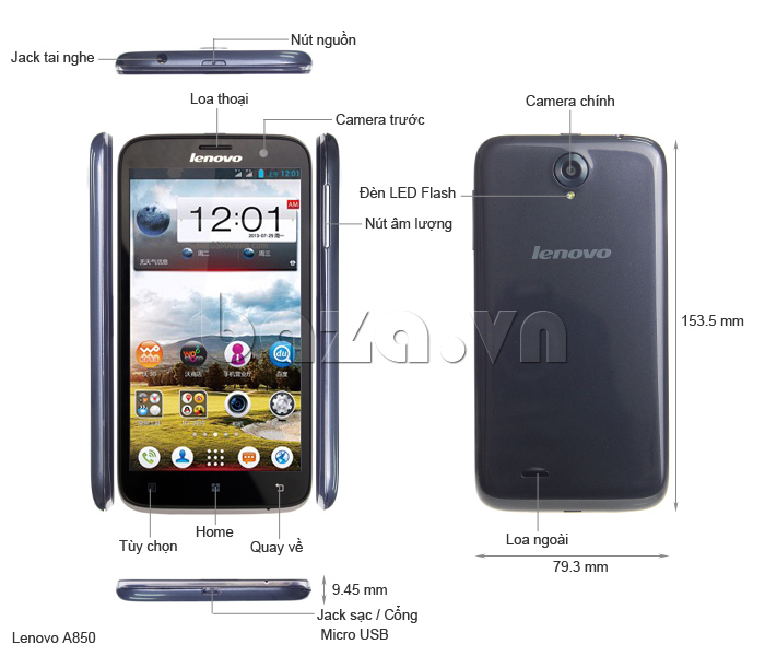 Điện thoại di động Lenovo S850 hệ Android 4.4 nổi bật