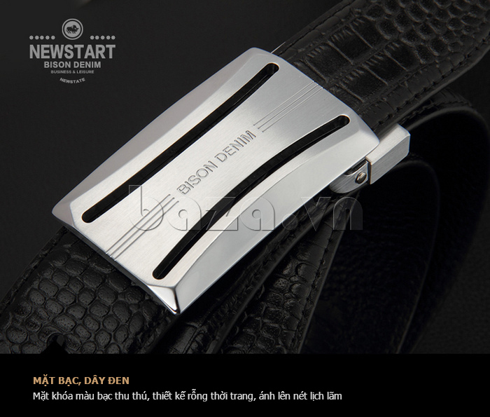 Thắt lưng nam  Bison Denim N70878 mặt khóa bạc đầy thu hút