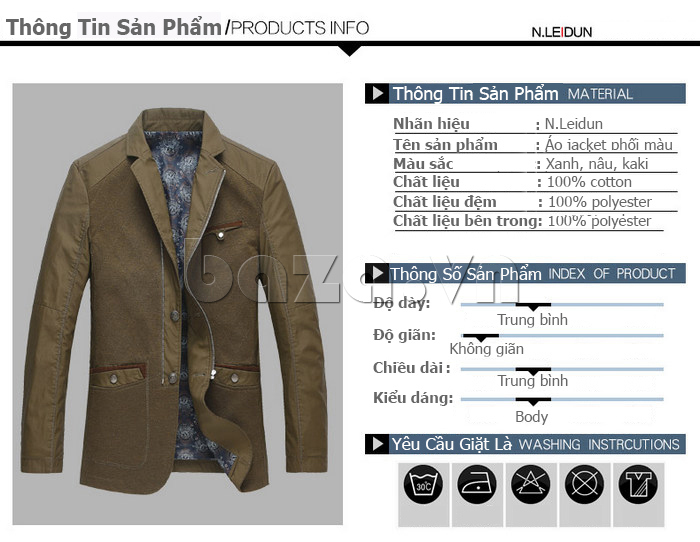 áo khoác thu đông nam giả Vest Nleidun X7075 chất lượng cao cấp