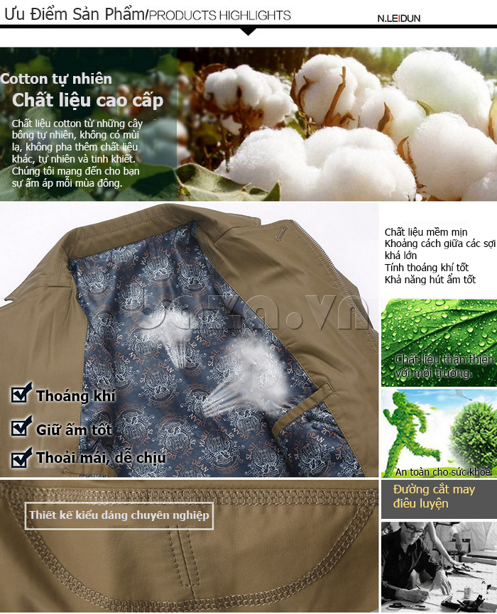 áo khoác thu đông nam giả Vest Nleidun X7075 chất liệu mềm mịn tự nhiên