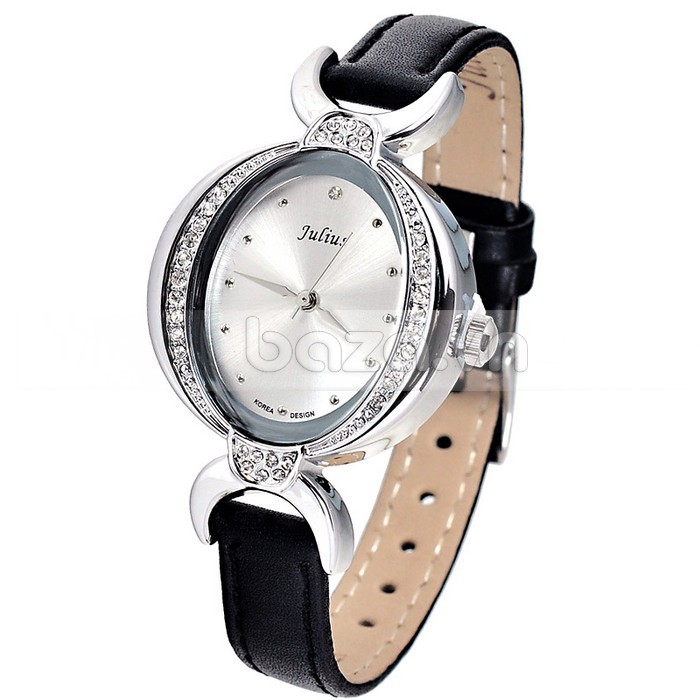 Đồng hồ nữ đẹp Julius JA653 mặt ô van dây đen