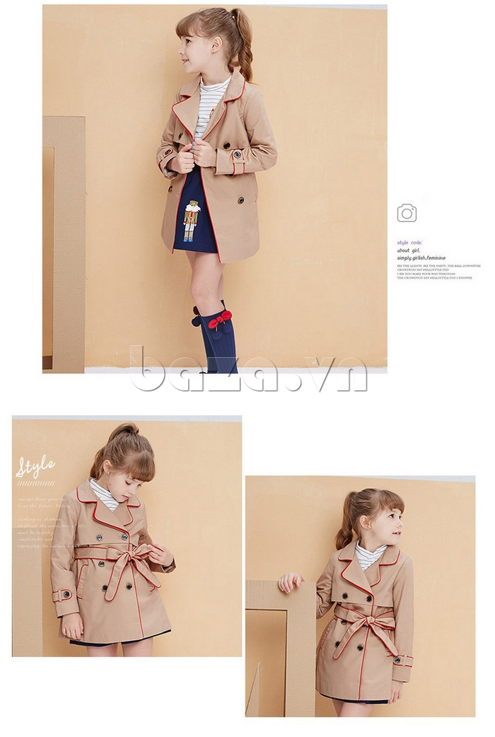 Áo khoác măng tô cho bé gái MYL M15Q-9008 sành điệu
