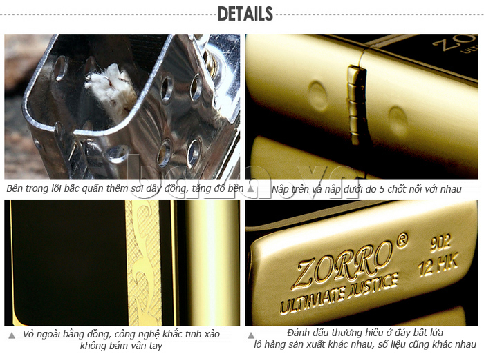 Cấu tạo chi tiết trong Bật lửa Zorro Z9610A