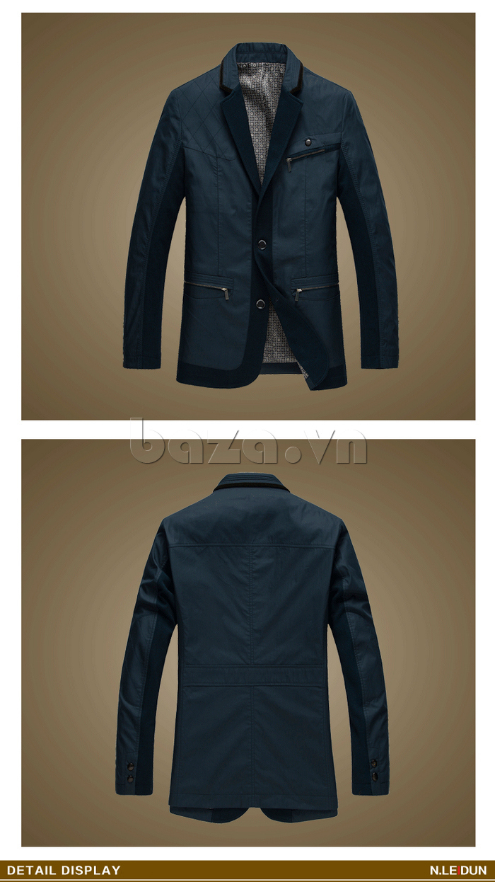 áo khoác Jacket thu đông nam Nleidun X7605 màu xanh lam