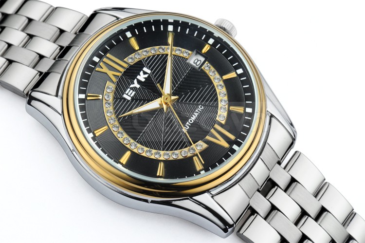 Đồng hồ nam Eyki EFL8709G phiên bản mặt đen viền vàng