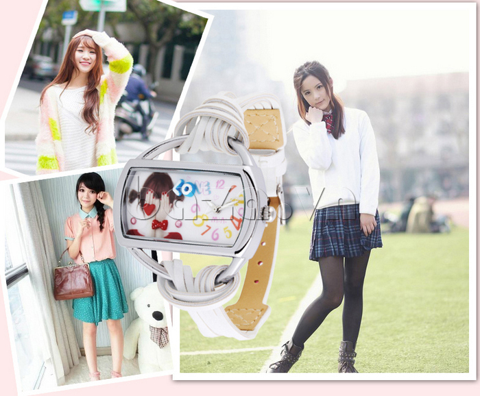 Đồng hồ mini MN950 Mặt chữ nhật đáng yêu đồng hành cùng các cô gái 