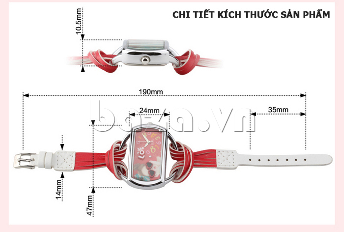 Chi tiết của sản phẩm Đồng hồ mini MN950 Mặt chữ nhật đáng yêu