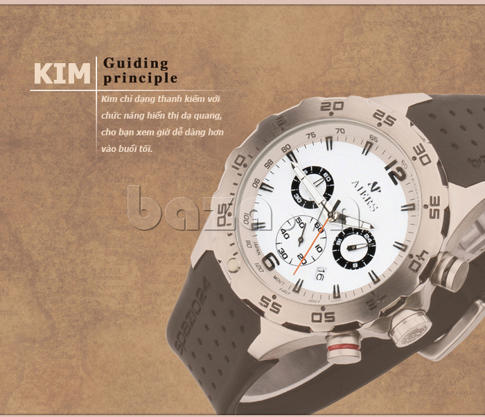 Đồng hồ nam Aiers B120G thiết kế kim chỉ giờ đẹp mắt